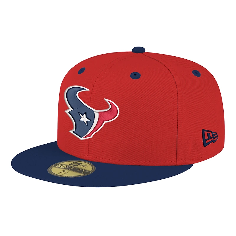 Casquette ajustée bicolore 59FIFTY Flipside pour homme des Houston Texans de New Era rouge/bleu marine