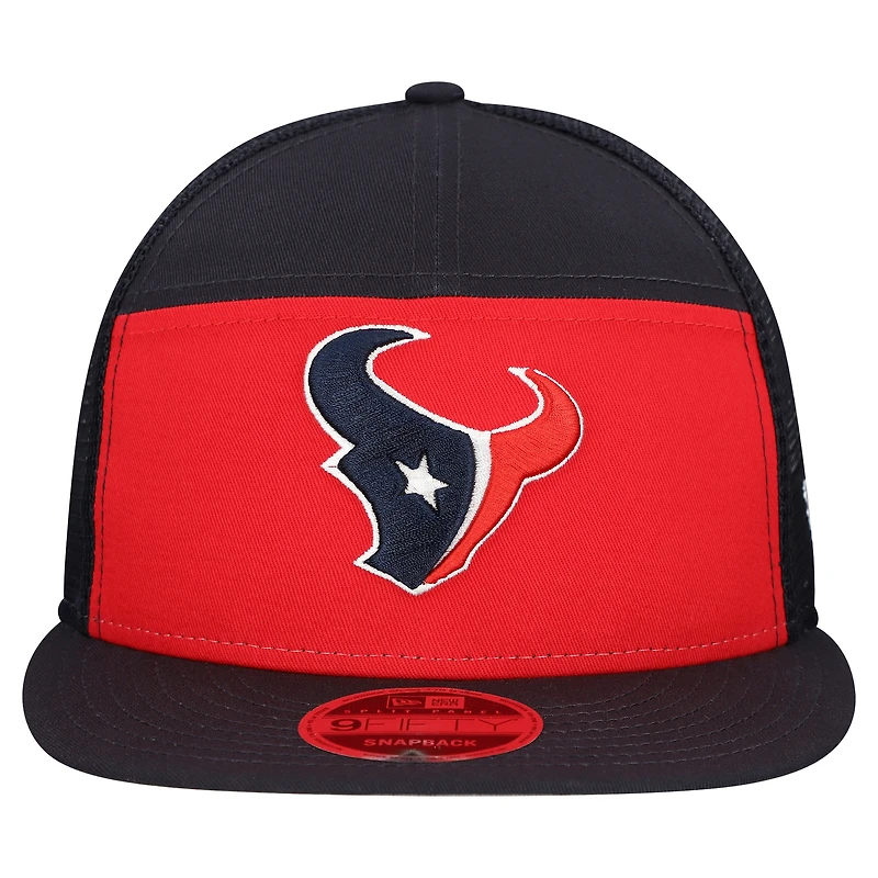 Men's New Era Red/Navy Houston Texans Outdoor Split Panel 9FIFTY Snapback Hat