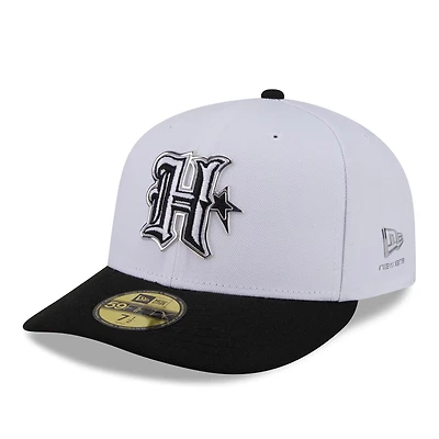 Casquette ajustée New Era 59FIFTY blanche et noire pour homme, Houston Texans, draft NFL 2026.