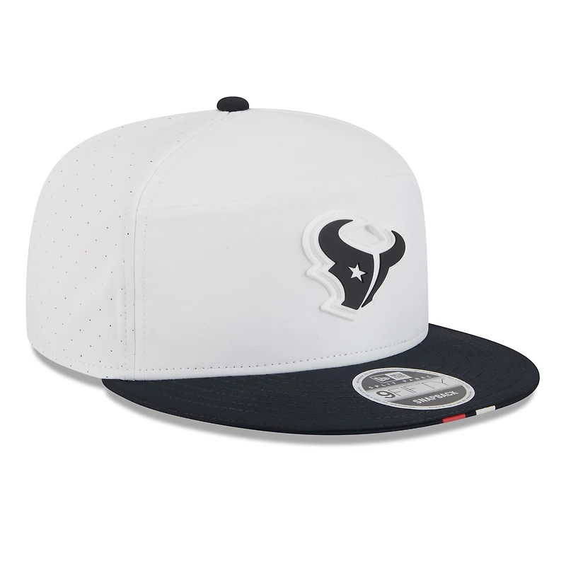 Casquette snapback 9FIFTY à panneaux fendus New Era pour homme, blanc/bleu marine, Houston Texans, camp d'entraînement NFL 2025