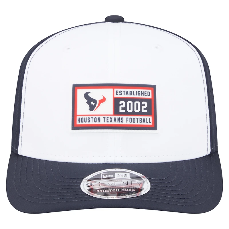 Casquette ajustable 9SEVENTY blanche/bleu marine Houston Texans Established Patch pour homme New Era