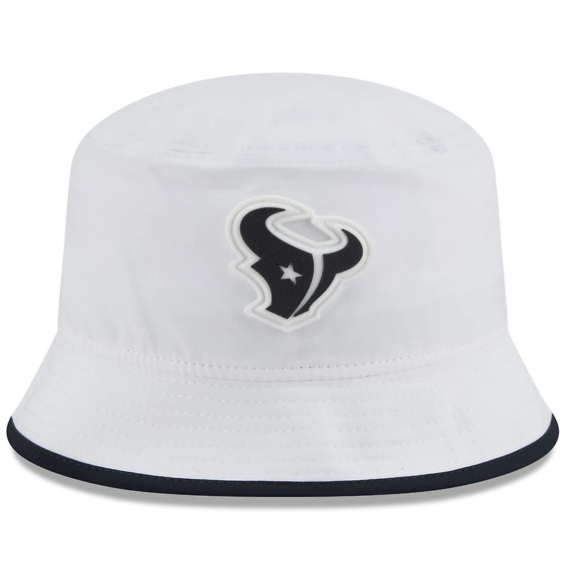 Bob New Era extensible blanche pour homme, Houston Texans, camp d'entraînement NFL 2025