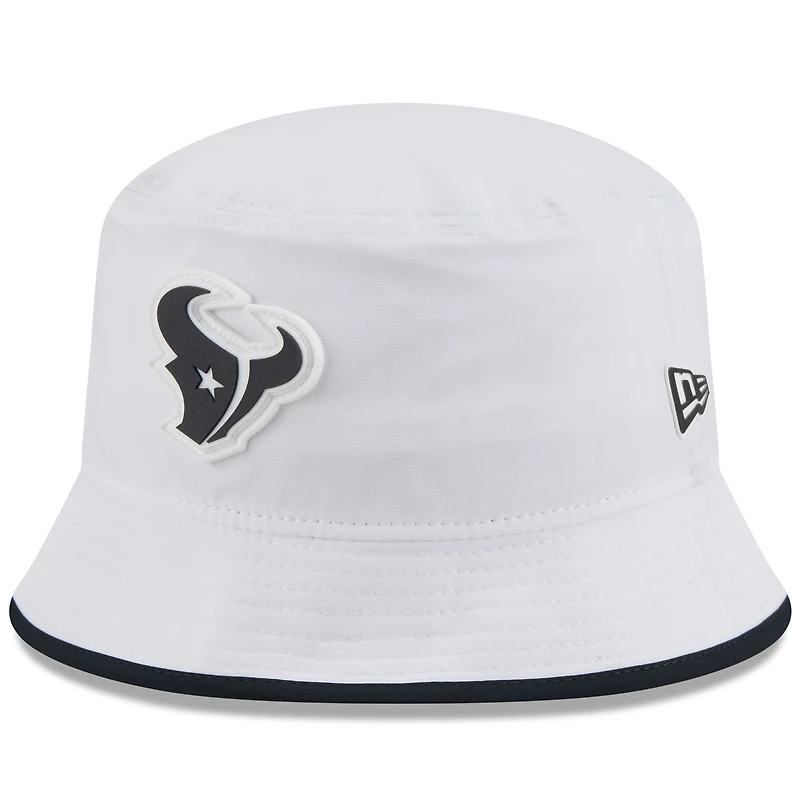 Bob New Era extensible blanche pour homme, Houston Texans, camp d'entraînement NFL 2025