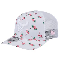 Casquette extensible à bouton-pression New Era blanche Houston Texans Adventure Flamingo Pattern 9SEVENTY pour homme