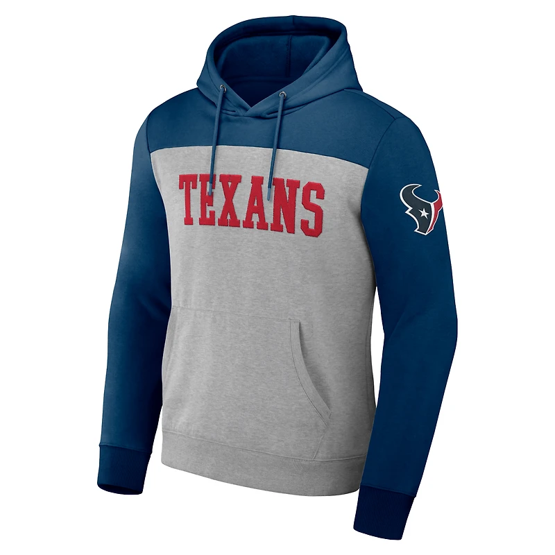 Collection NFL x Darius Rucker pour homme par Fanatics Heather Grey Houston Texans Color Blocked Pullover Hoodie