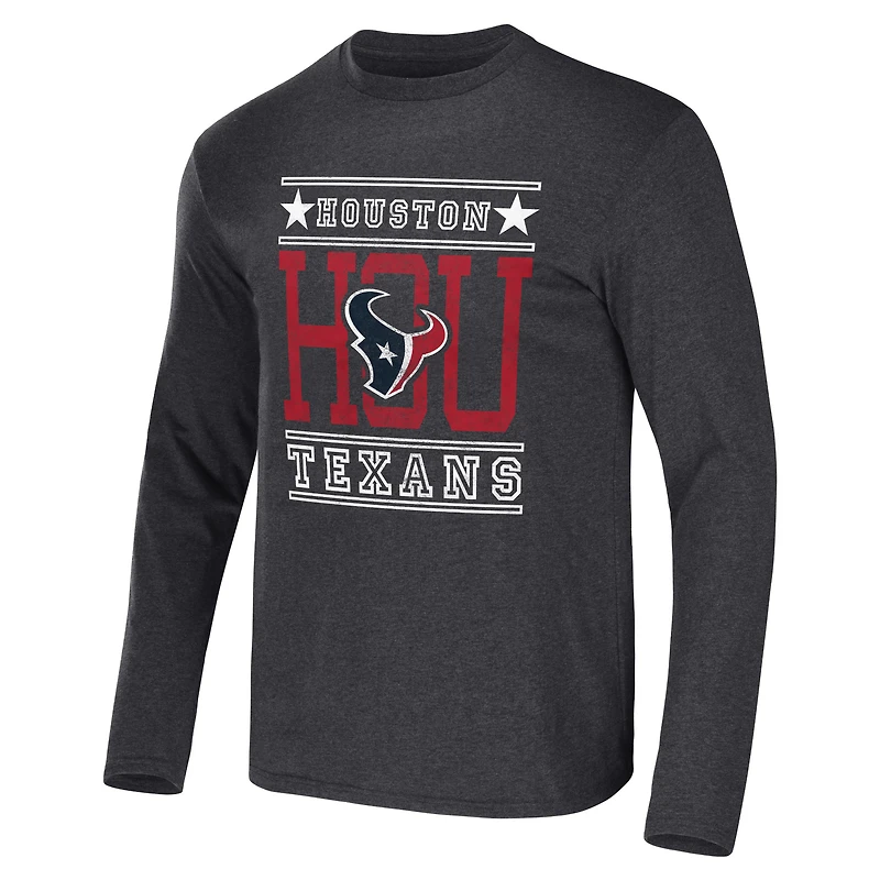 Collection NFL x Darius Rucker pour hommes par Fanatics T-shirt à manches longues anthracite chiné des Houston Texans