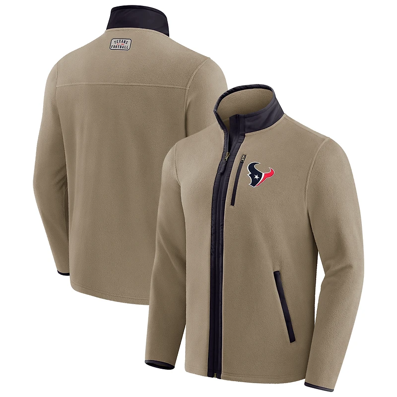 Veste polaire épaisse à fermeture éclair intégrale pour homme, collection NFL x Darius Rucker par Fanatics, couleur beige des Houston Texans