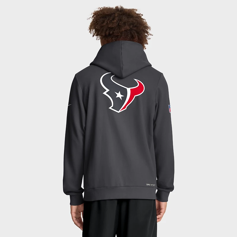 Sweat à capuche Nike Anthracite Houston Texans Sideline Utility Player Dri-FIT pour homme avec fermeture éclair intégrale