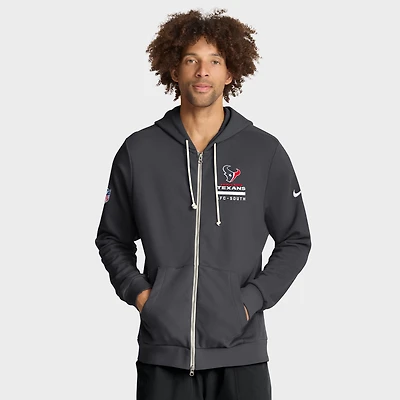 Sweat à capuche Nike Anthracite Houston Texans Sideline Utility Player Dri-FIT pour homme avec fermeture éclair intégrale