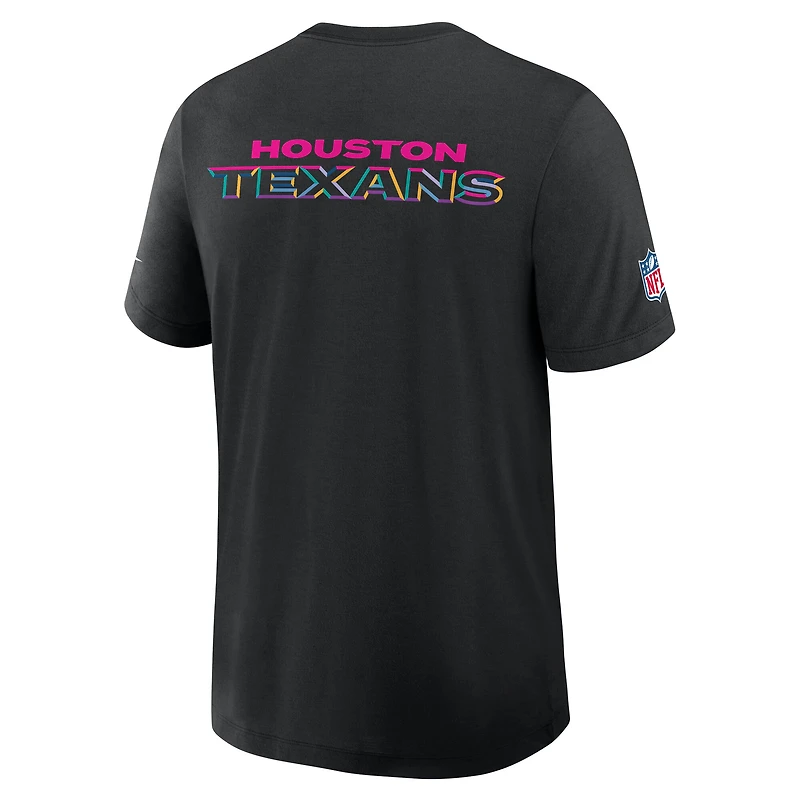 T-shirt Nike noir Houston Texans 2025 Crucial Catch Tri-Blend Dri-FIT pour homme