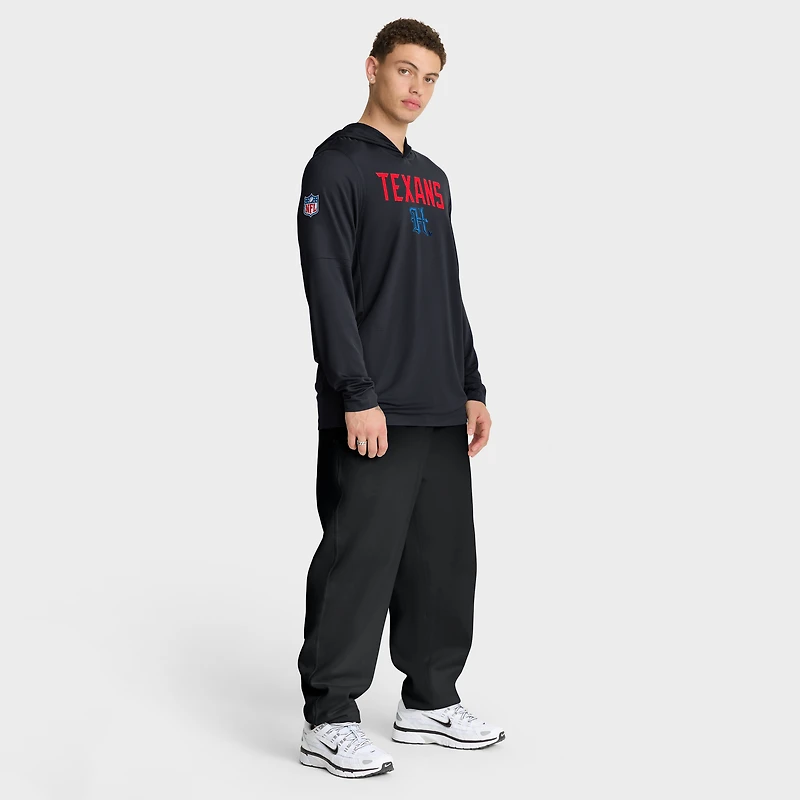 Men's Nike Blue Houston Texans Sideline Pass Accuracy Dri-FIT Long Sleeve Hoodie T-Shirt