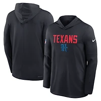 Men's Nike Blue Houston Texans Sideline Pass Accuracy Dri-FIT Long Sleeve Hoodie T-Shirt