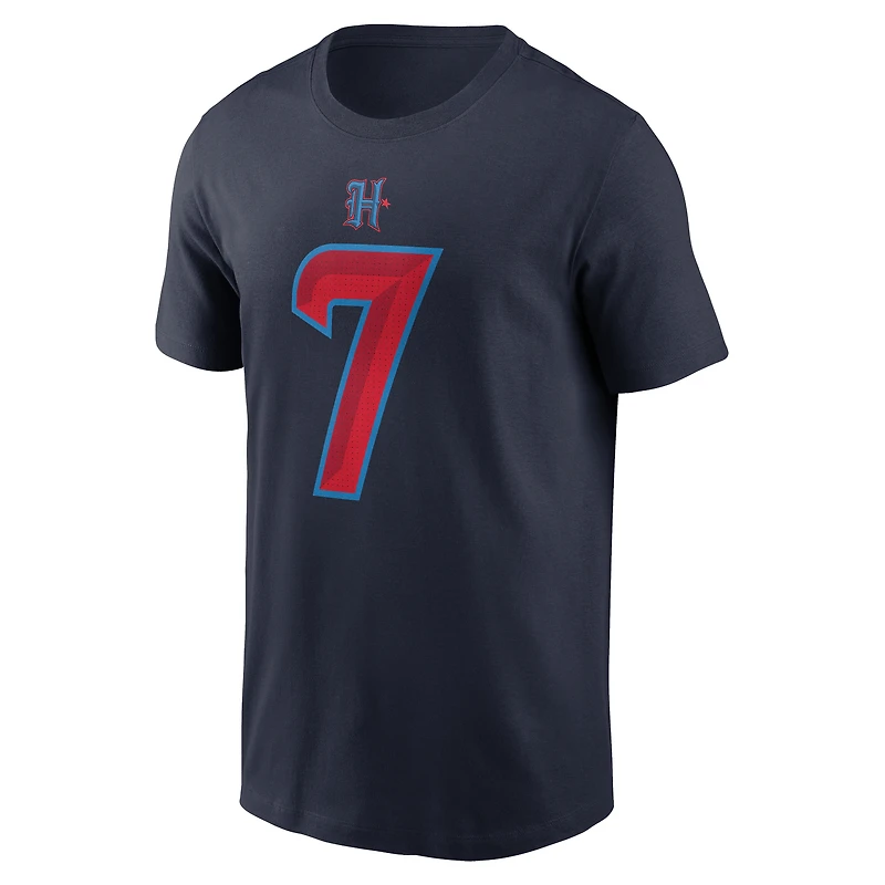 T-shirt avec nom et numéro des Houston Texans Nike C.J. Stroud pour homme, bleu marine