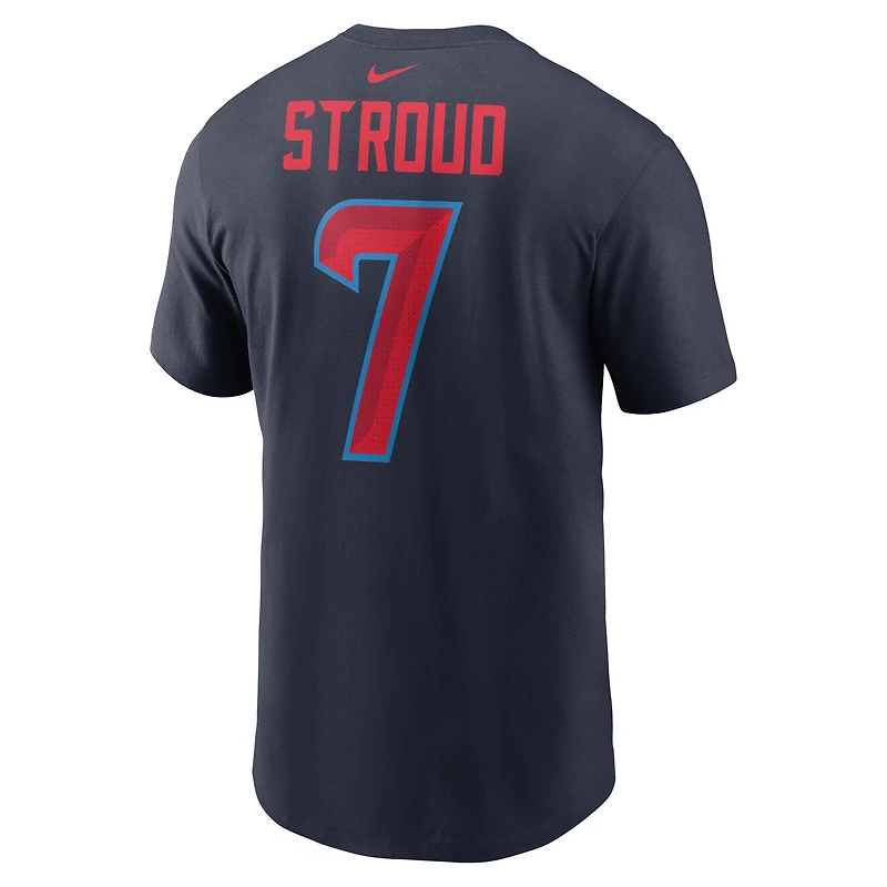 T-shirt avec nom et numéro des Houston Texans Nike C.J. Stroud pour homme, bleu marine