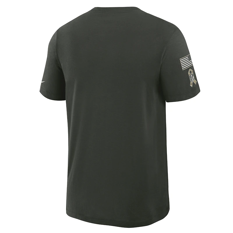 T-shirt Nike vert foncé pour homme, Houston Texans 2025 Salute to Service, en tissu flammé Dri-FIT.
