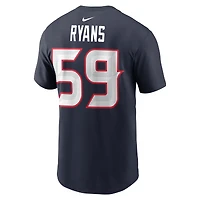 T-shirt Nike DeMeco Ryans bleu marine pour homme, avec nom et numéro retirés des Houston Texans