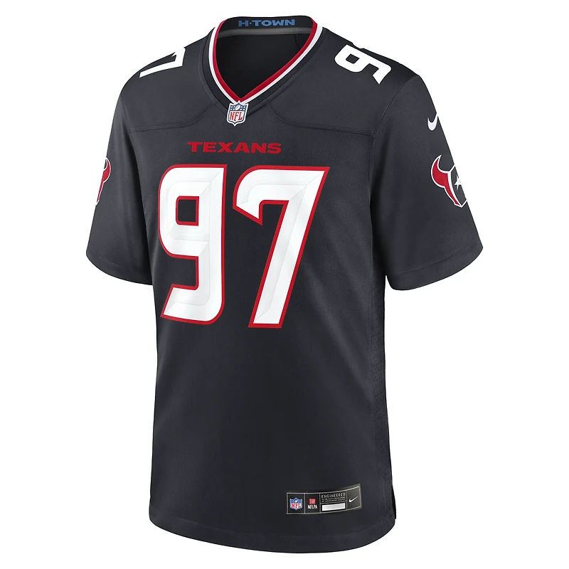 Maillot de match Nike Dominique Robinson bleu marine des Houston Texans pour homme
