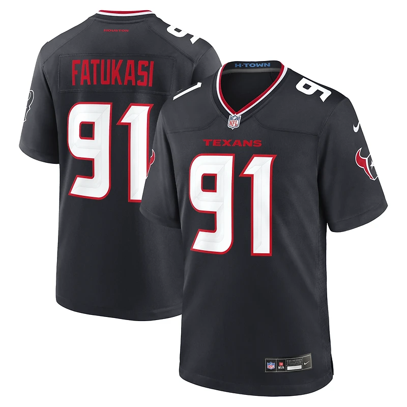 Maillot de match l'équipe des Houston Texans Nike Folorunso Fatukasi pour hommes, bleu marine