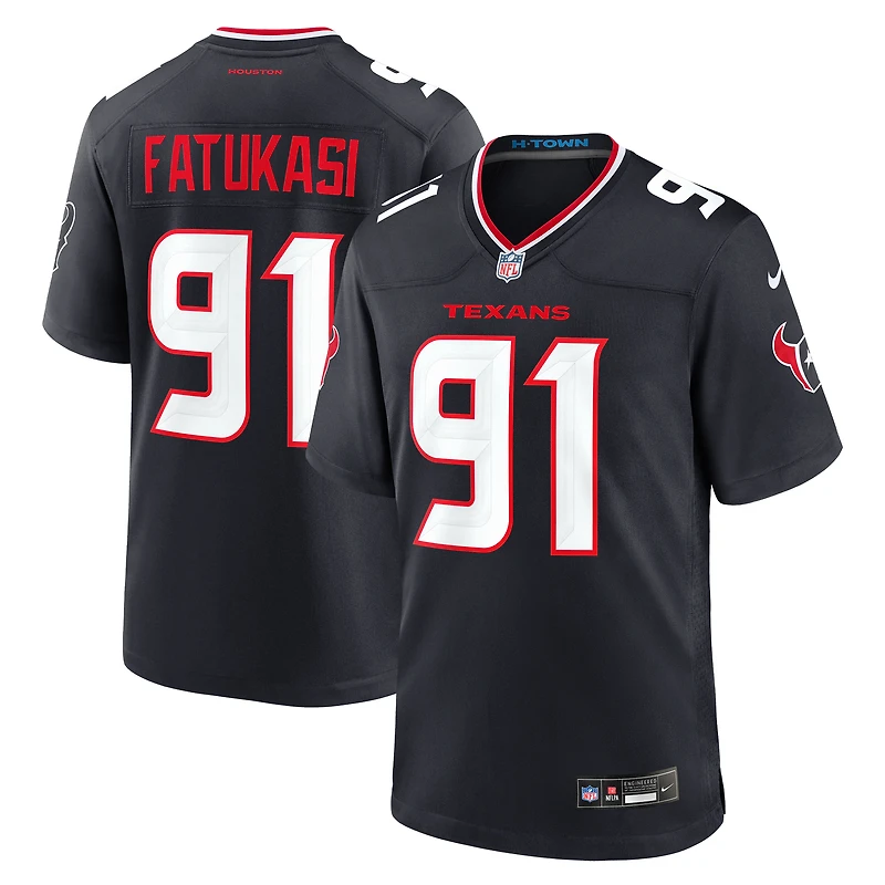 Maillot de match l'équipe des Houston Texans Nike Folorunso Fatukasi pour hommes, bleu marine