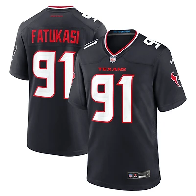 Maillot de match l'équipe des Houston Texans Nike Folorunso Fatukasi pour hommes, bleu marine