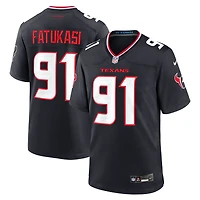 Maillot de match l'équipe des Houston Texans Nike Folorunso Fatukasi pour hommes, bleu marine