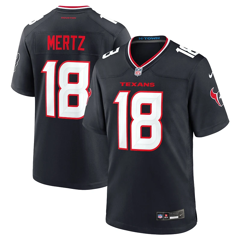 Maillot Nike Graham Mertz bleu marine pour homme des Houston Texans