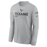 T-shirt à manches longues Nike Houston Texans 2024 Salute To Service pour homme Gris