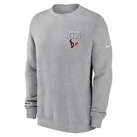 Sweat-shirt en molleton Nike Primetime Club gris chiné pour homme des Houston Texans