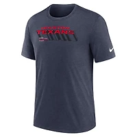 Men's Nike Heather Navy Houston Texans Long Pass Tri-Blend T-Shirt
