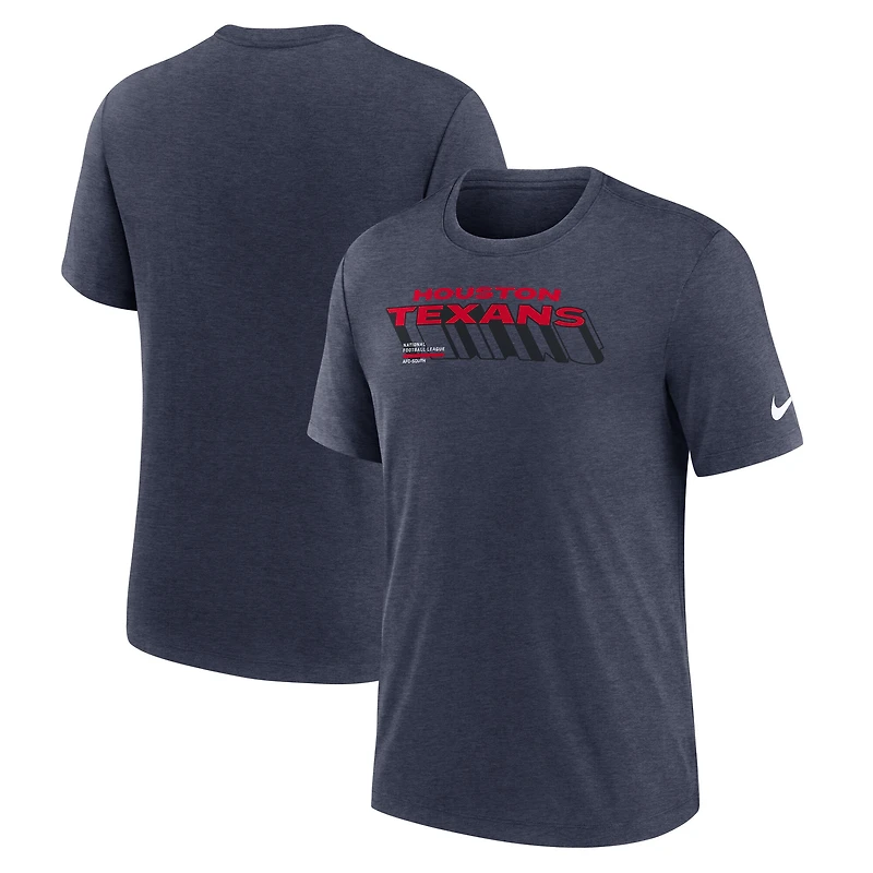 Men's Nike Heather Navy Houston Texans Long Pass Tri-Blend T-Shirt