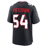 Maillot de match Nike Jarrett Patterson bleu marine pour homme des Houston Texans