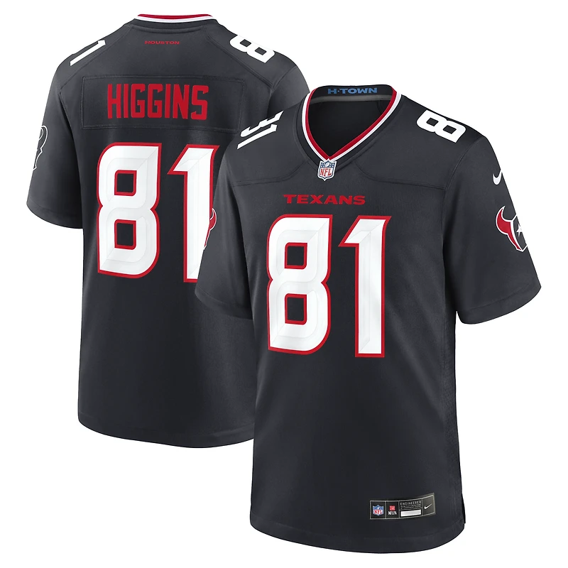 Maillot Nike Jayden Higgins bleu marine pour homme des Houston Texans