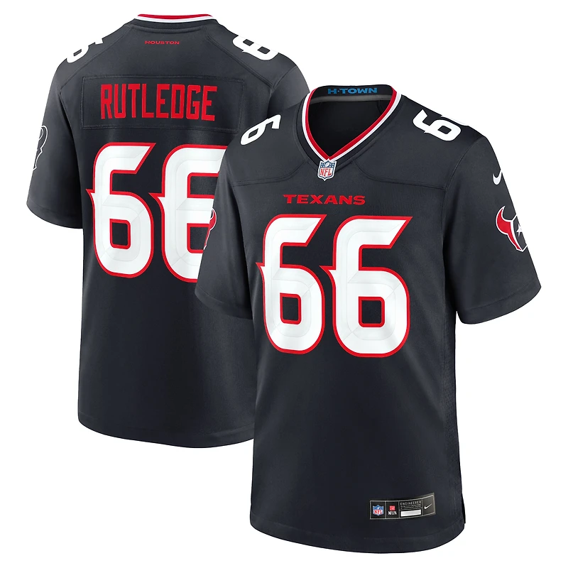 Maillot de match Nike Keylan Rutledge bleu marine des Houston Texans, choix premier tour du repêchage NFL 2026, numéro 26