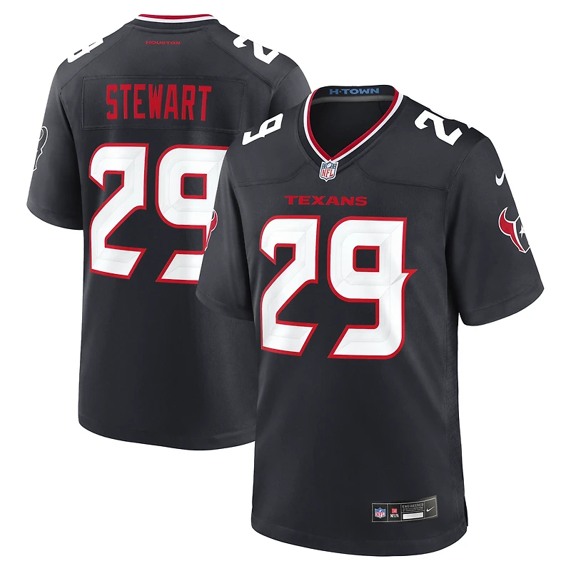 Maillot de match Nike M.J. Stewart bleu marine pour homme des Houston Texans