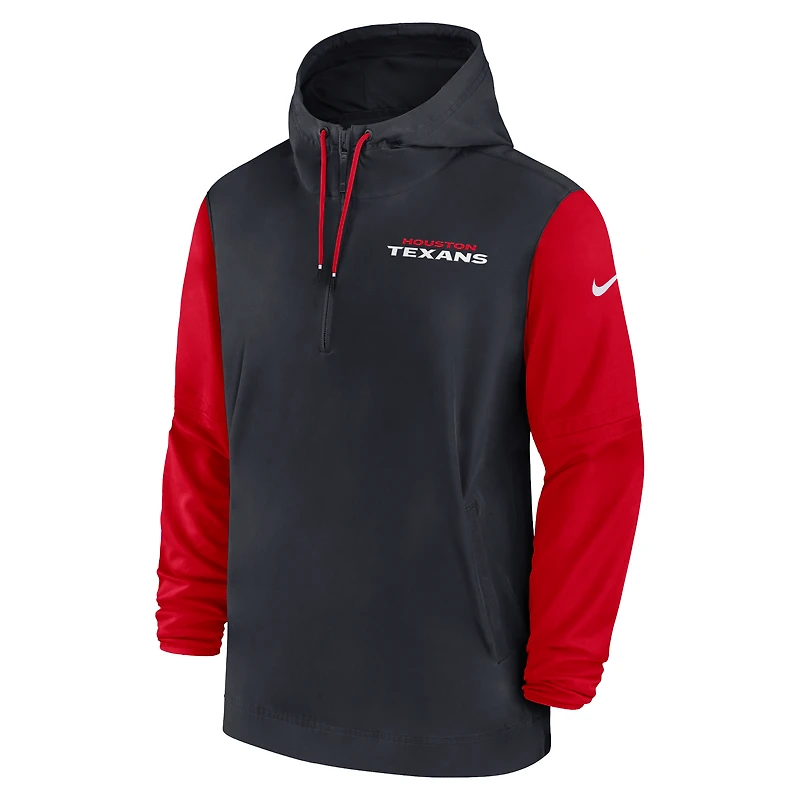 Veste à capuche Nike pour homme, bleu marine/rouge, Houston Texans 2024/25, pré-match, demi-zip