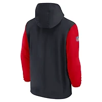 Veste à capuche Nike pour homme, bleu marine/rouge, Houston Texans 2024/25, pré-match, demi-zip