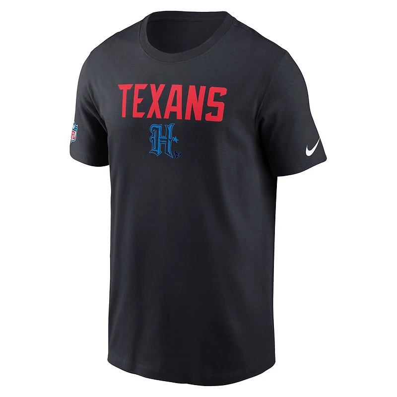 T-shirt Nike bleu marine pour homme, Houston Texans Alt Pack, conversion sur le terrain