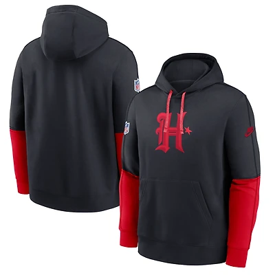 Men's Nike Navy Houston Texans Alternate Logo Club Tri-Blend Pullover Hoodie