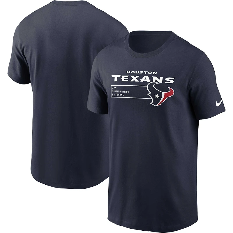 T-shirt essentiel Nike Houston Texans Division pour homme, bleu marine