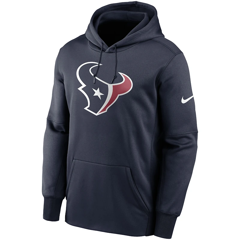 Sweat à capuche Nike pour hommes, bleu marine, Houston Texans, Fan Gear, logo principal, Therma Performance