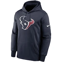 Sweat à capuche Nike pour hommes, bleu marine, Houston Texans, Fan Gear, logo principal, Therma Performance