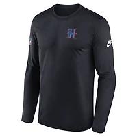 T-shirt Nike bleu marine à manches longues et petit logo Dri-FIT des Houston Texans pour homme