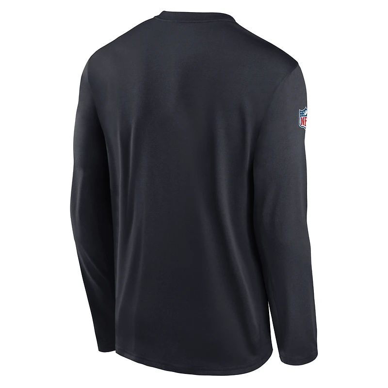 T-shirt Nike bleu marine à manches longues et petit logo Dri-FIT des Houston Texans pour homme