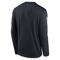 T-shirt Nike bleu marine à manches longues et petit logo Dri-FIT des Houston Texans pour homme