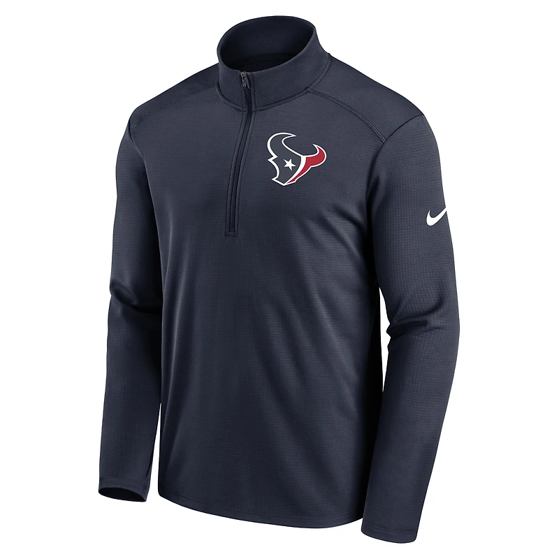 Veste à demi-fermeture éclair Nike Houston Texans Logo Pacer Performance pour homme, bleu marine