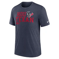 T-shirt tri-mélange Nike bleu marine Houston Texans Overlap Lockup pour hommes