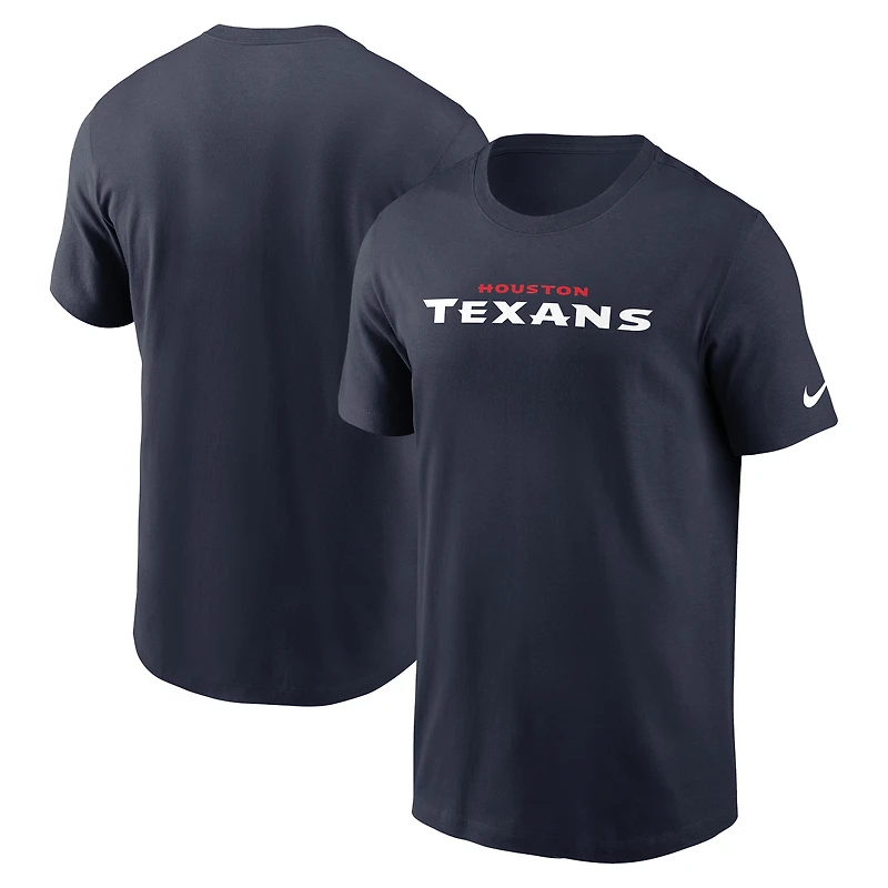 T-shirt essentiel Nike bleu marine Houston Texans Primetime Wordmark pour homme