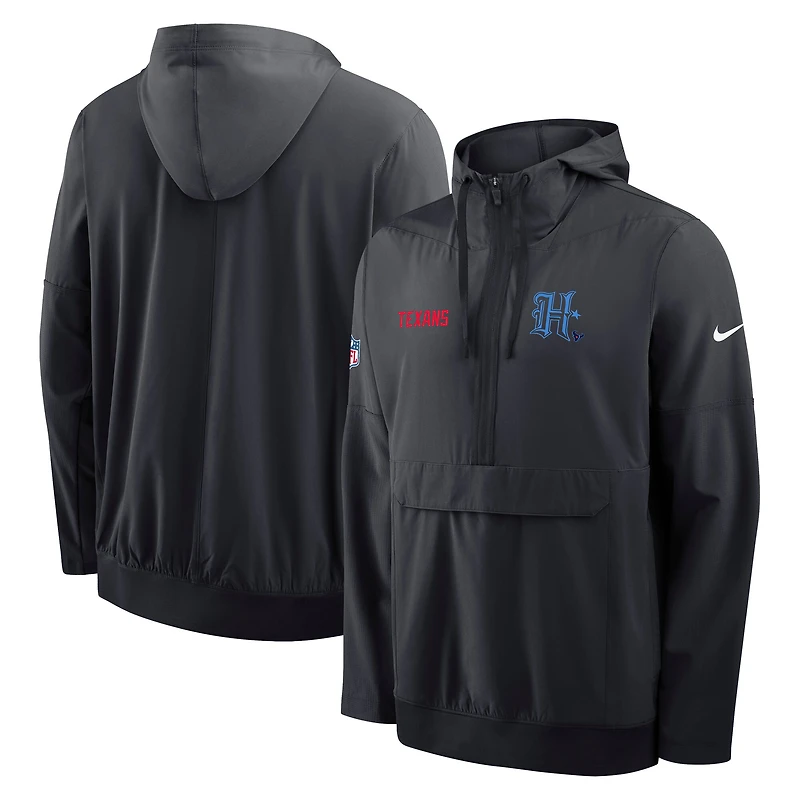 Men's Nike Navy Houston Texans Sideline Alt Pack Anorak Half-Zip Hoodie Jacket