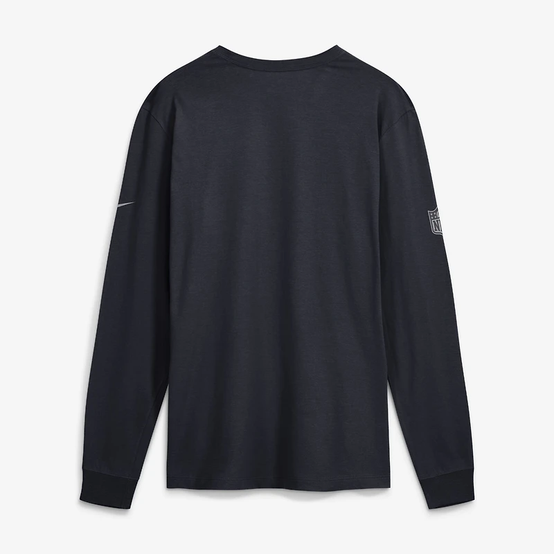 T-shirt à manches longues Nike Dri-FIT pour homme, bleu marine, Houston Texans, Sideline Bold Arch Star