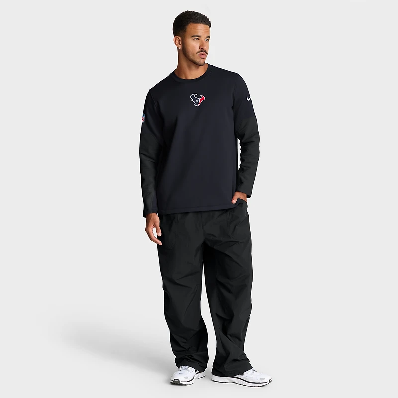 Men's Nike Navy Houston Texans Sideline Coach Therma-FIT Long Sleeve T-Shirt
